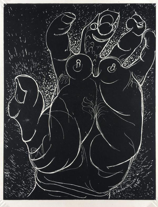 Black & White Modern Original Art - Hand, H. de Waroquier, Pl. Fr , 1945