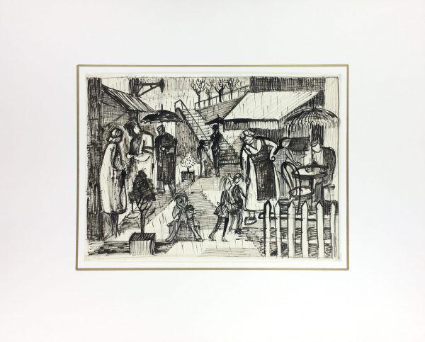 Black & White Modern Original Art - Ink - Light Rain, c.1950