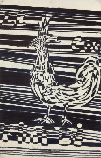 Black & White Modern Original Art - Pen & Ink - Rooster, c.1950