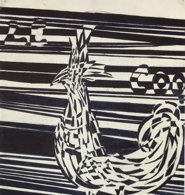 Black & White Modern Original Art - Pen & Ink - Rooster, c.1950
