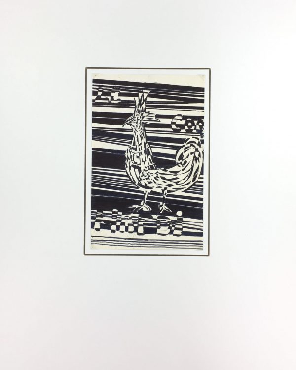 Black & White Modern Original Art - Pen & Ink - Rooster, c.1950