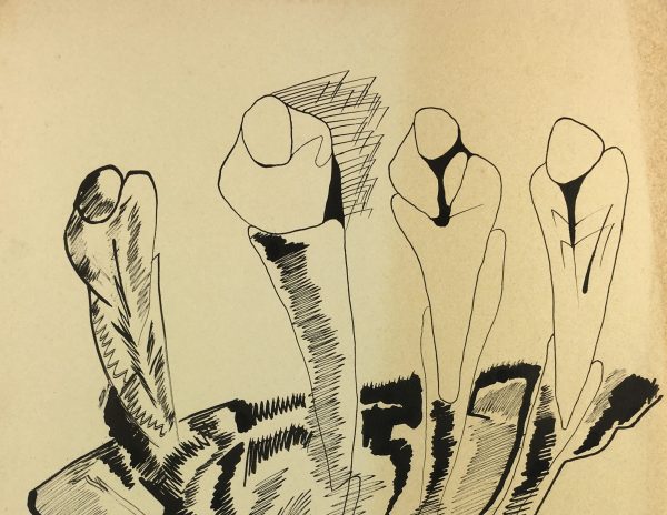 Black & White Modern Original Art - Abstract, Sig Ir, c.1950