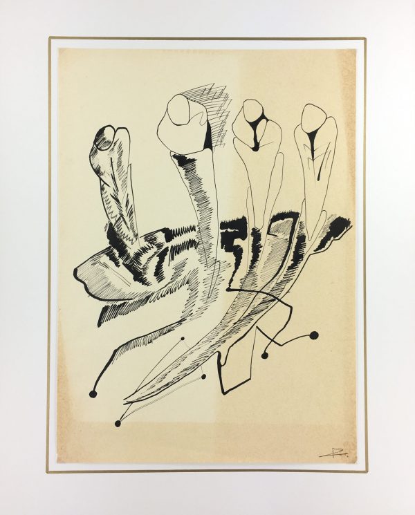 Black & White Modern Original Art - Abstract, Sig Ir, c.1950