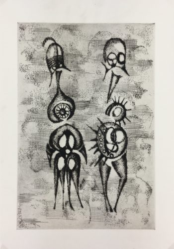 Black & White Modern Original Art - Otherworldly, Grangié, French, c.1960