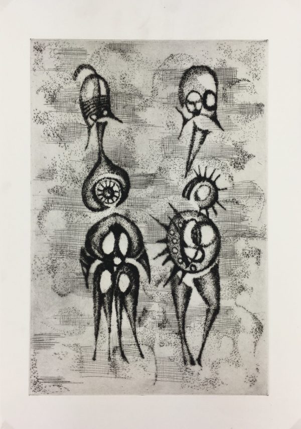 Black & White Modern Original Art - Otherworldly, Grangié, French, c.1960