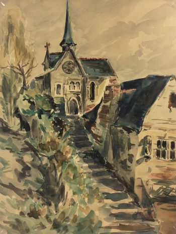 Churches & Chapels Original Art - Church Steps, J. Brideau, c.1910