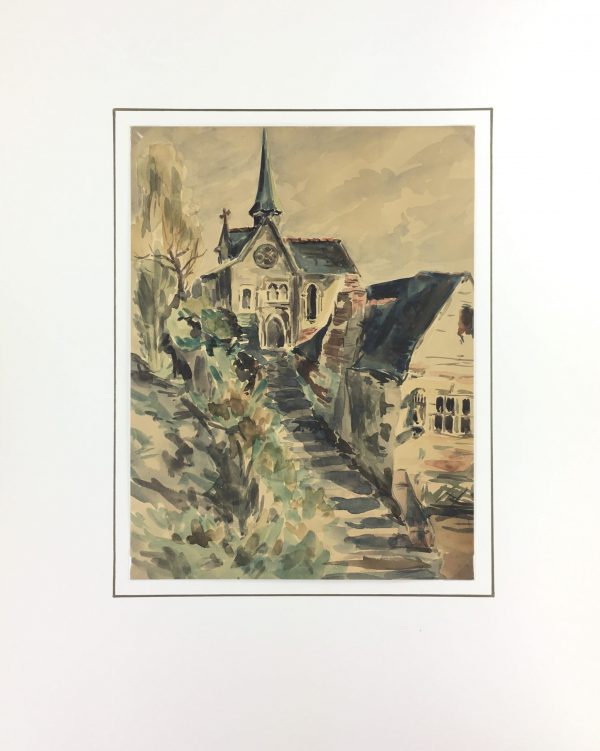 Churches & Chapels Original Art - Church Steps, J. Brideau, c.1910