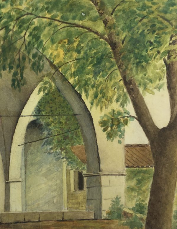 Churches & Chapels Original Art - Abbey, Notre Dame de l' Ormeau, c.1950