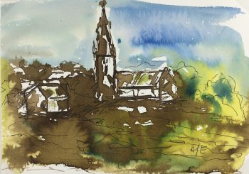 Churches & Chapels Original Art - Church Steeple, Amy Even, 2012