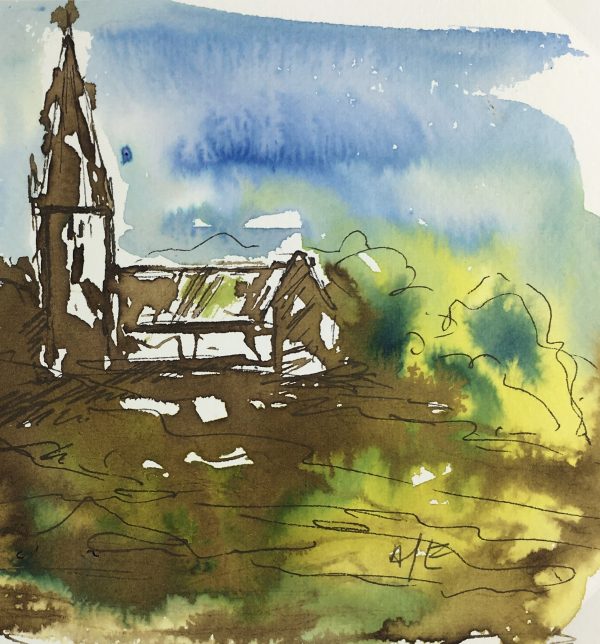 Churches & Chapels Original Art - Church Steeple, Amy Even, 2012