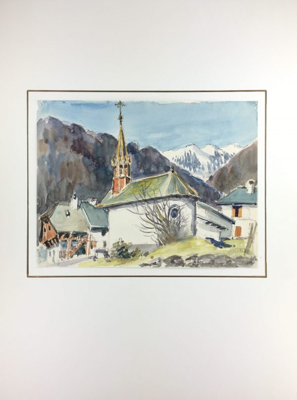 Churches & Chapels Original Art - Village Church, M. Bergmond, c.1970
