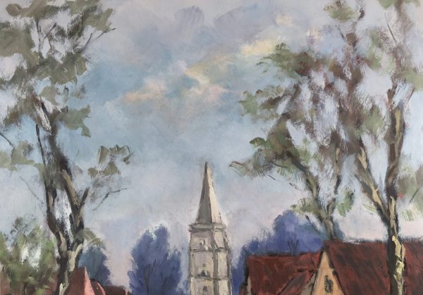 Churches & Chapels Original Art - Le Clocher, R. Bailly, c.1960
