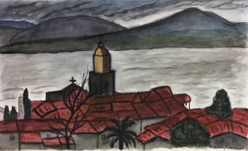 Coastal France Original Art - Mediterranean by Night, Signed, 1973