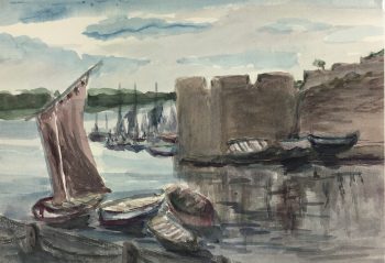 Coastal France Original Art - Aigues Mortes, MK, c.1940