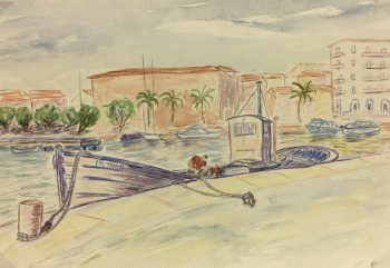 Coastal France Original Art - Mediterranean, J. Aguillaume, 1978