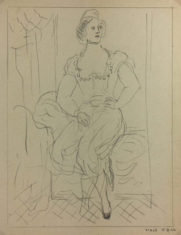 Dance Original Art - Pencil - Dancer, Albert Vialé, 1942