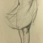 Dance Original Art - Contemplative Dancer, French, c.1960