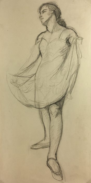 Dance Original Art - Contemplative Dancer, French, c.1960