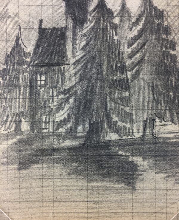 Nature Drawings Original Art - Landscape, Gabriel Spat, c.1930