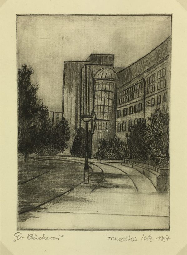 Places Drawings Original Art - Library, Franziska Motz, 1987