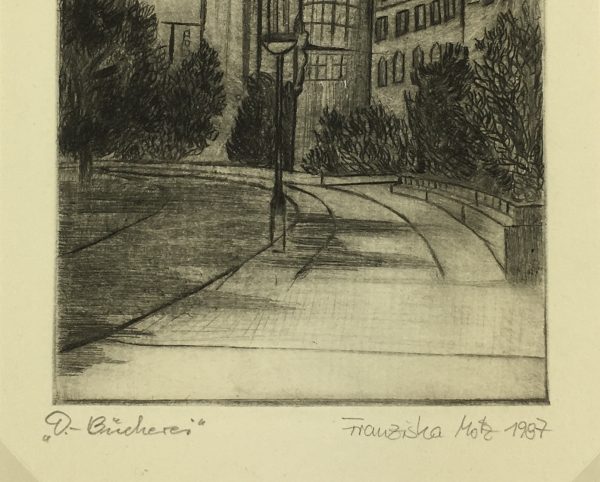 Places Drawings Original Art - Library, Franziska Motz, 1987