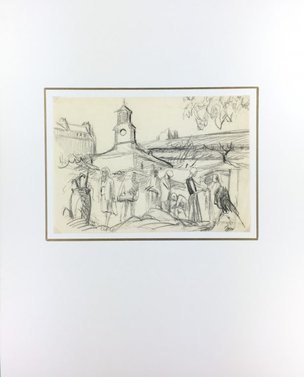 Places Drawings Original Art - At Abstract, (French), c.1970