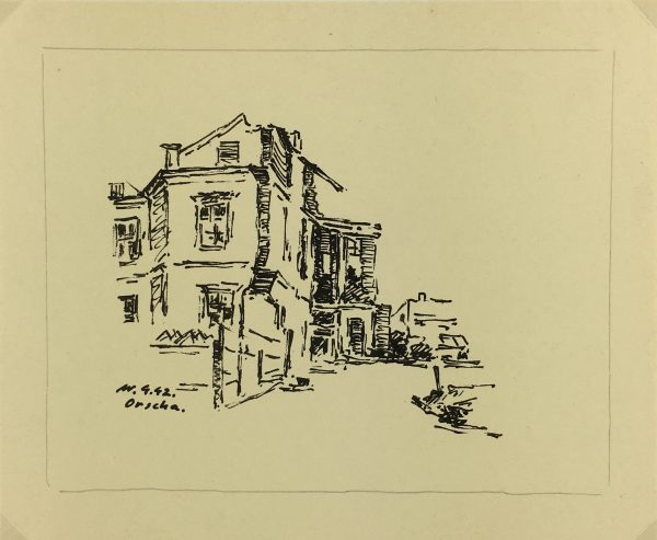 Places Drawings Original Art - Town, Orscha, 1942