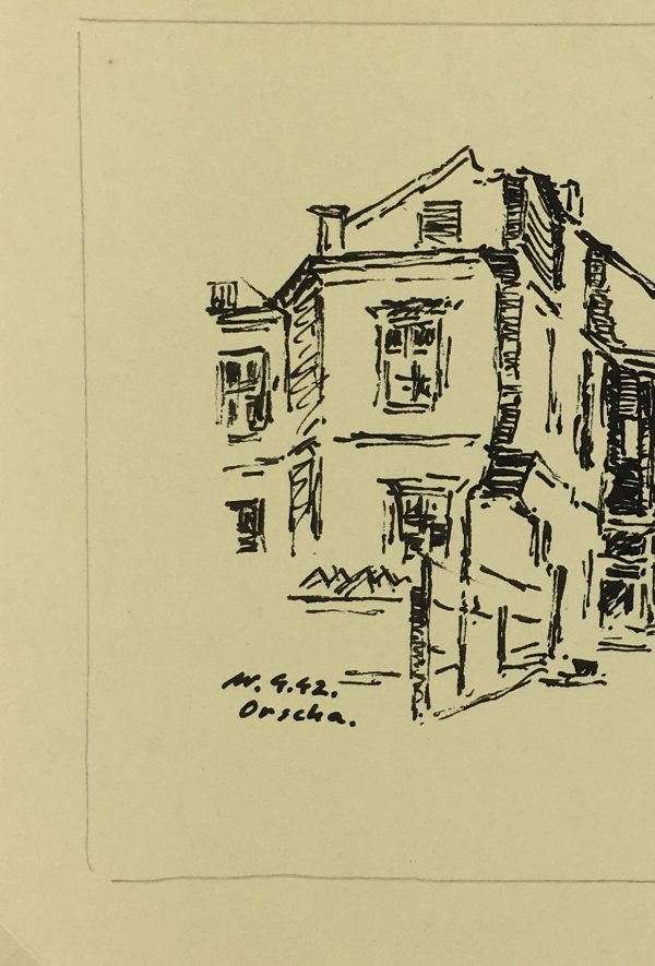 Places Drawings Original Art - Town, Orscha, 1942