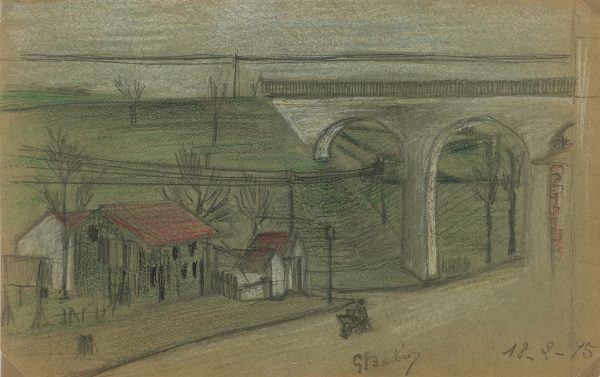 Places Drawings Original Art - Barbier Drawing, Germaine Barbier, 1915