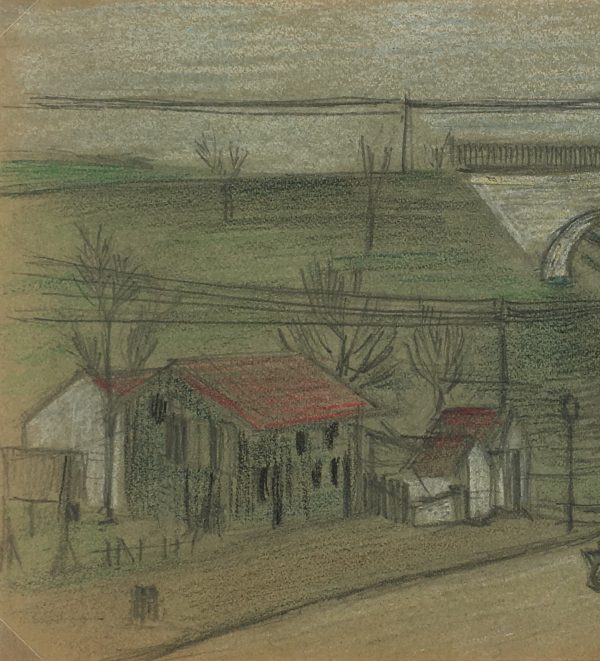 Places Drawings Original Art - Barbier Drawing, Germaine Barbier, 1915