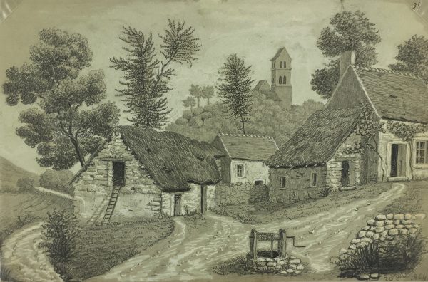 Places Drawings Original Art - Ormesson, (Barbizon, Nemours), 1864