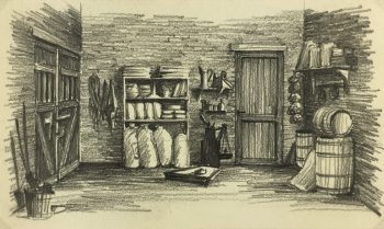 Drawings Original Art - Belgian Drawing - Pantry, c.1950