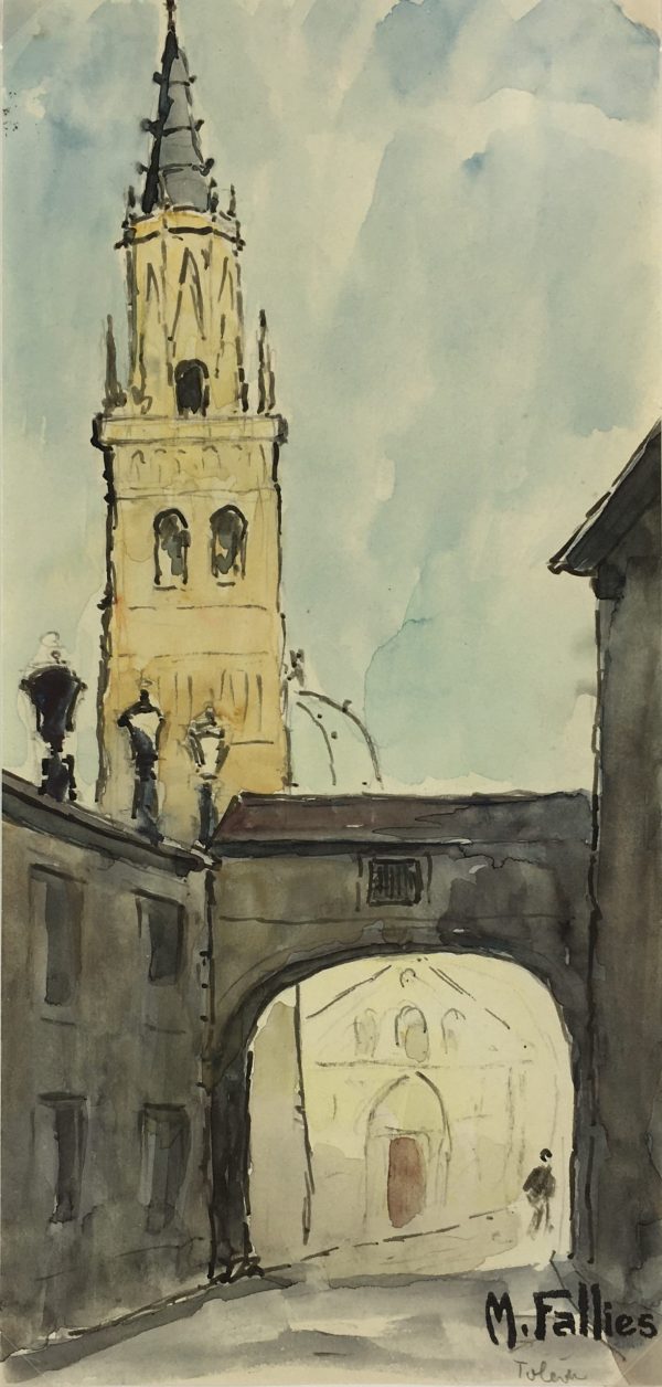 Spain Original Art - Toledo, Spain, Maurice Falliès, c.1950