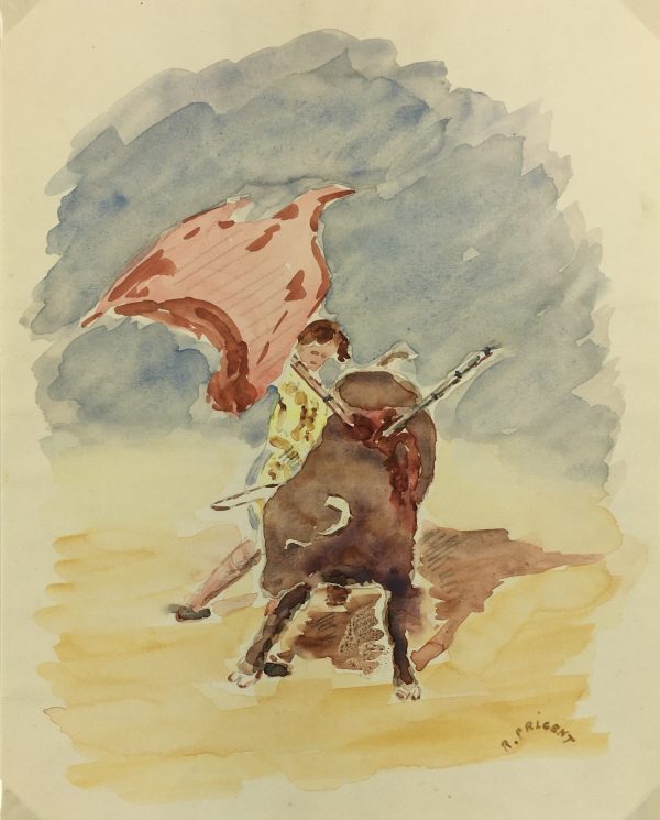 Spain Original Art - Bull Fighting, R. Prigent, c.1980