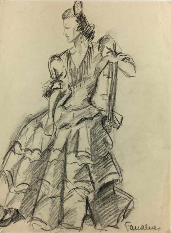 Spain Original Art - Flamenco Dancer, Gisèle Tanalias, c.1970