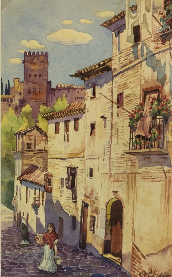Spain Original Art - Granada, Spain, AG del Castillo, c.1930