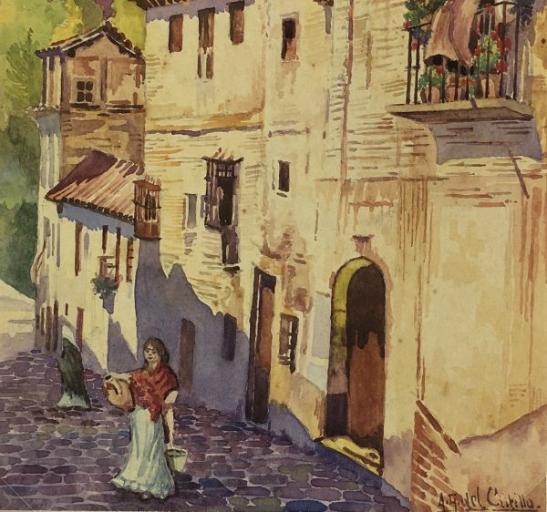 Spain Original Art - Granada, Spain, AG del Castillo, c.1930