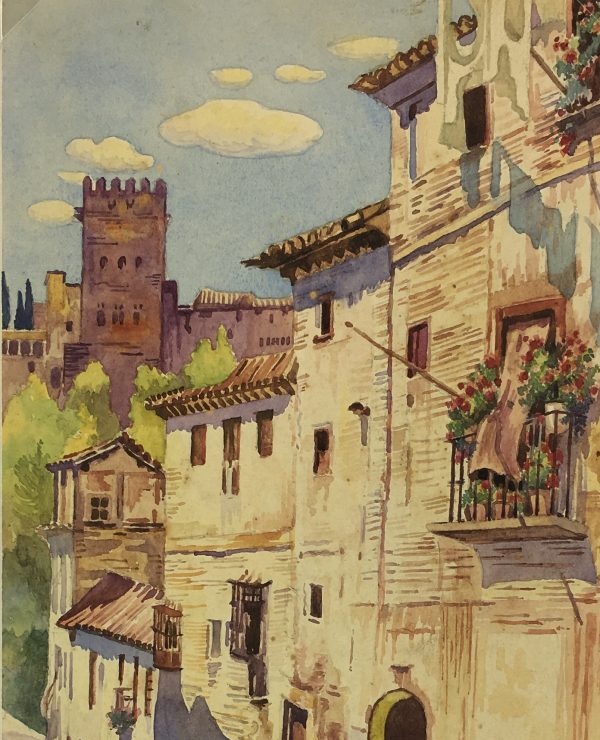 Spain Original Art - Granada, Spain, AG del Castillo, c.1930