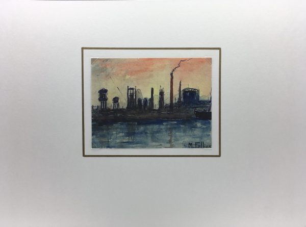 Europe Original Art - Ship docks, Maurice Fallies, C.1950