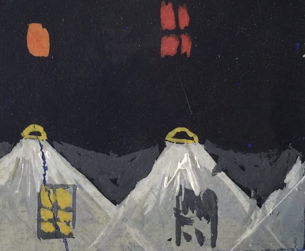 Europe Original Art - French Gouache - Street lights, C.1950