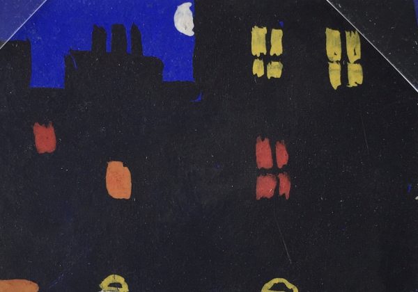 Europe Original Art - French Gouache - Street lights, C.1950