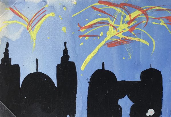 Europe Original Art - Gouache - Fireworks, C.1950