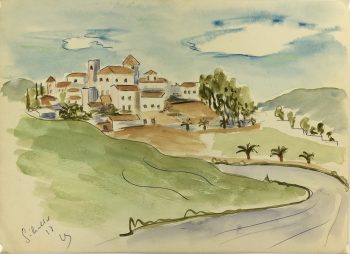 Europe Original Art - watercolor & ink - Greek Village, 1988