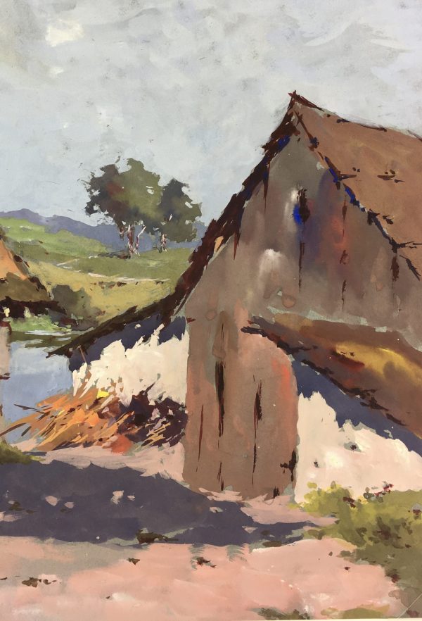 Europe Original Art - Alte Holzhäuser, E. Lamben , c.1930