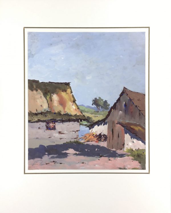 Europe Original Art - Alte Holzhäuser, E. Lamben , c.1930