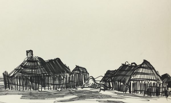 Europe Original Art - Fishing Village, (French), c.1950