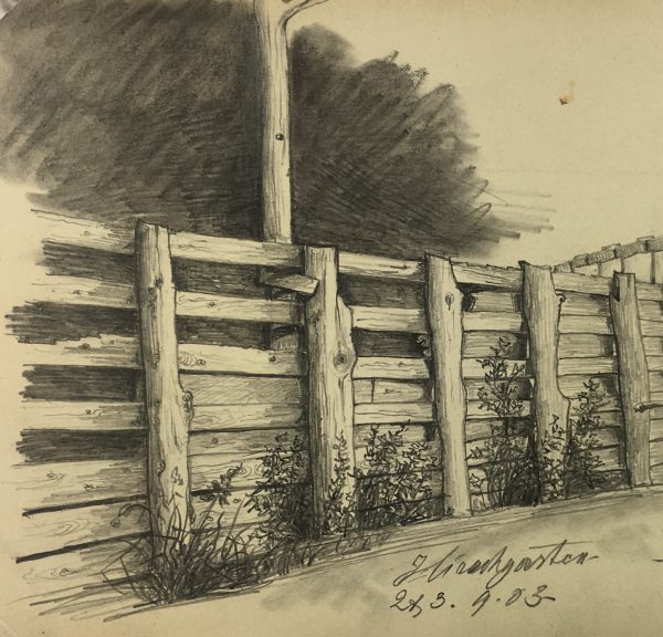 Europe Original Art - Hirshgarten (Munich), E. Wollenweber, 1903