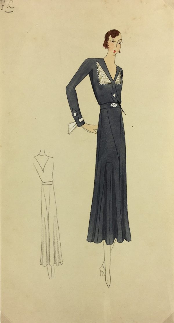 Fashion Original Art - Hand Colored - Fashion Sketches, c.1920
