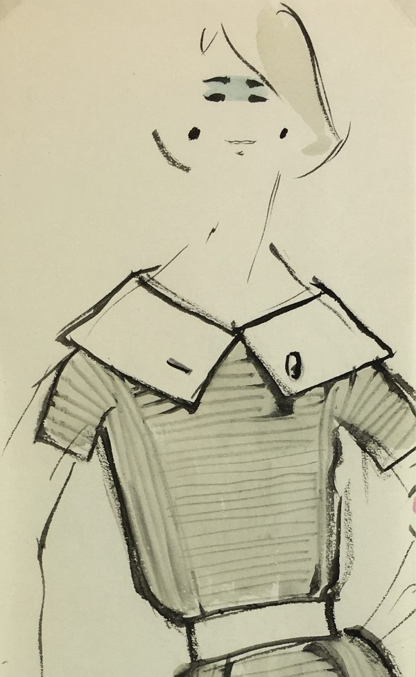 Fashion Original Art - Haute Couture, Balmain Fashion House, c.1960