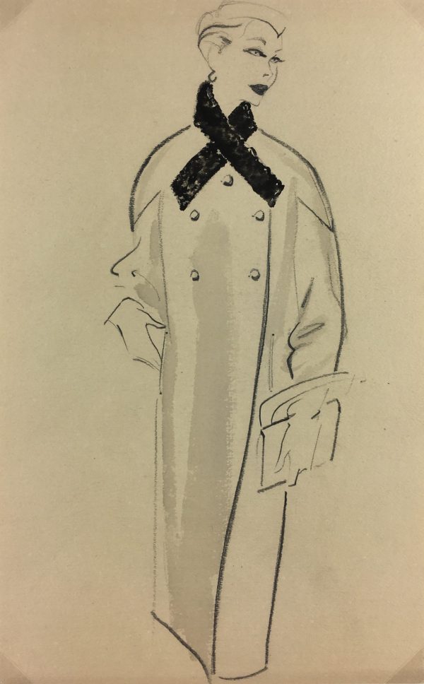 Fashion Original Art - Fashion Drawing, Hendlin, Buenos Aires, c.1940